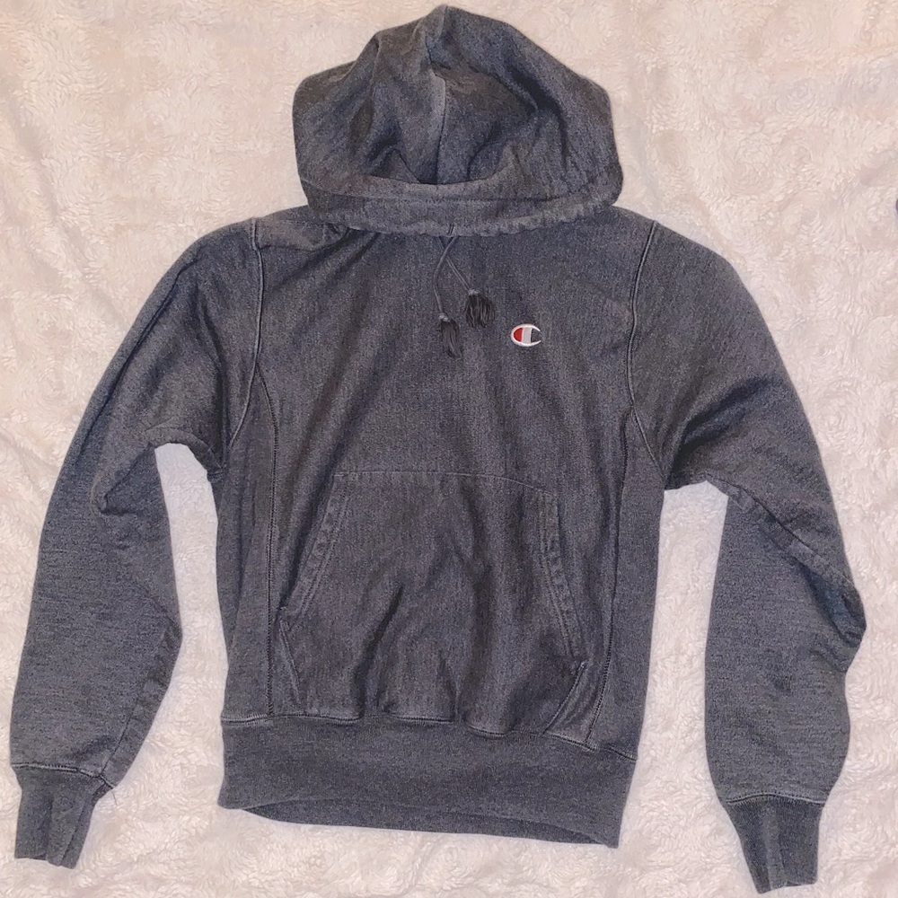 Gray Champion Reverse Weave Hoodie with Emblem